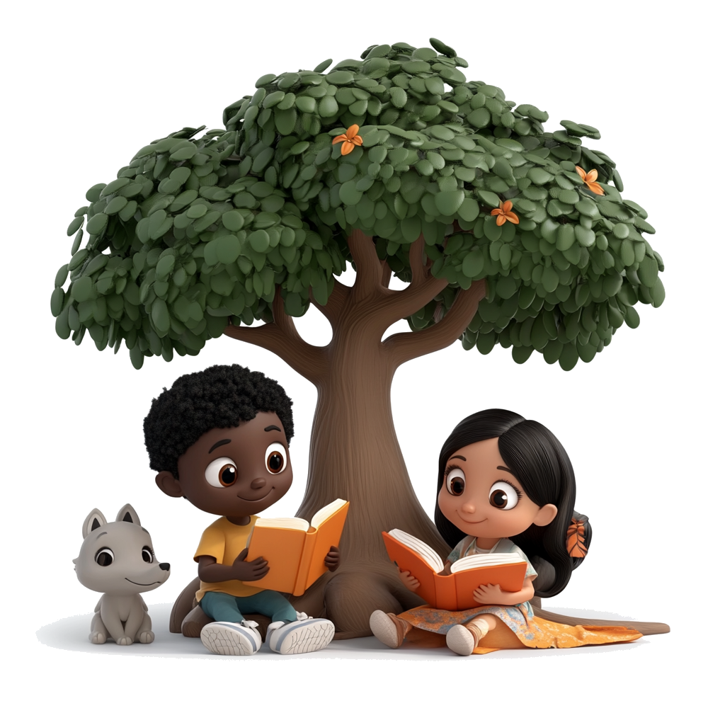 Multicultural children sitting under a tree Litzi Logo